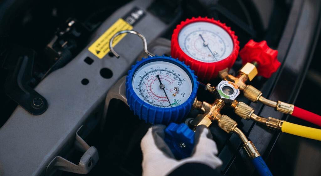 Automotive air conditioning refrigerant gauges