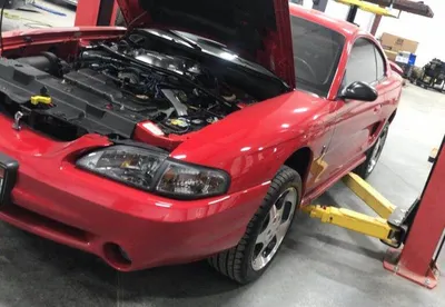 a car with the hood open